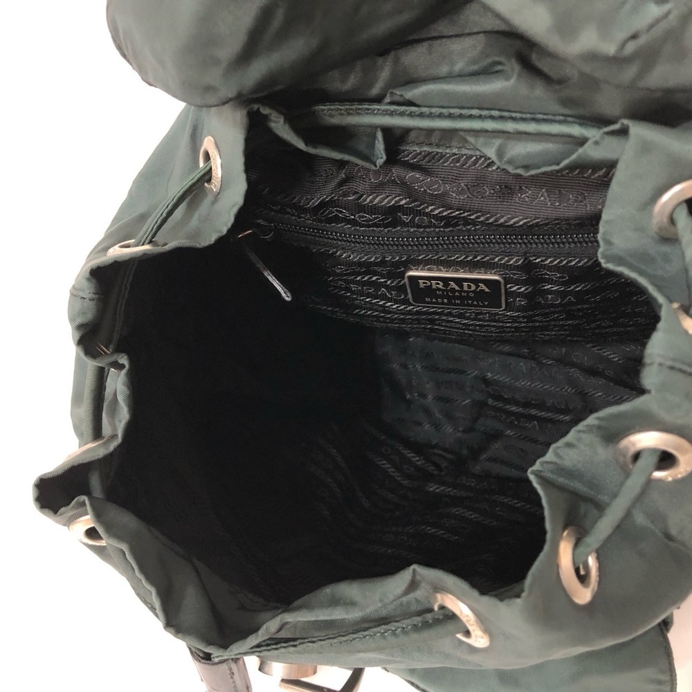 Prada Rucksack Drawstring Type Leather Green Navy - image 7